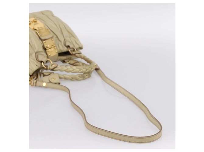 Borsa a mano Miu Miu in pelle 2way Beige Tono Oro Auth 167578A - vista 9