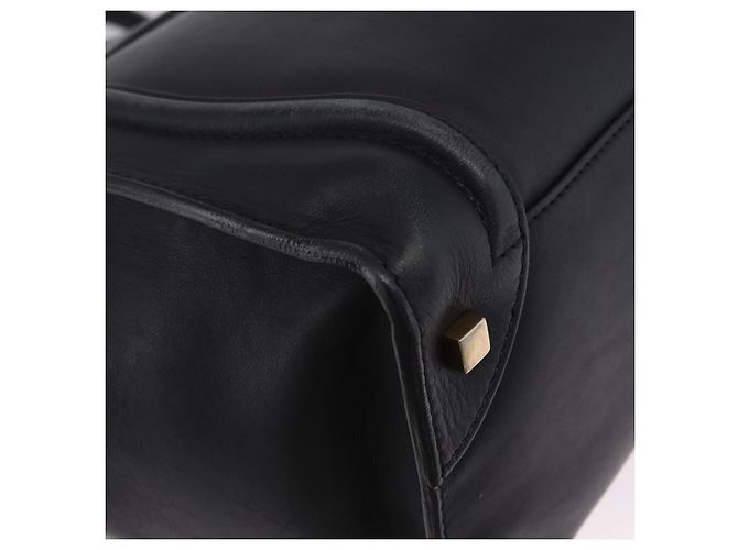 Céline CELINE Luggage Mini Shopper Hand Bag Leather Black Gold Auth 199051A Nero D'oro - vista 15