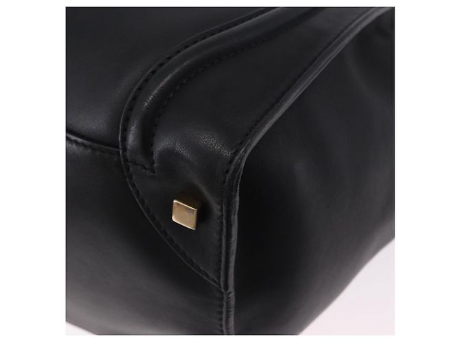 Céline CELINE Luggage Mini Shopper Hand Bag Leather Black Gold Auth 199051A Nero D'oro - vista 16