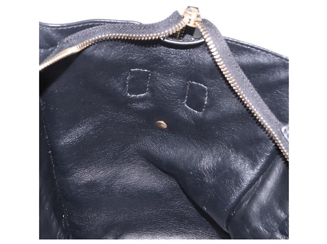 Céline CELINE Luggage Mini Shopper Hand Bag Leather Black Gold Auth 199051A Nero D'oro - vista 18