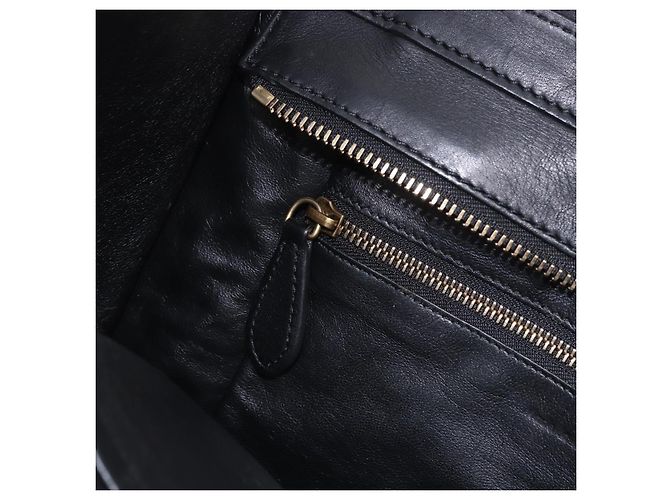 Céline CELINE Luggage Mini Shopper Hand Bag Leather Black Gold Auth 199051A Nero D'oro - vista 20