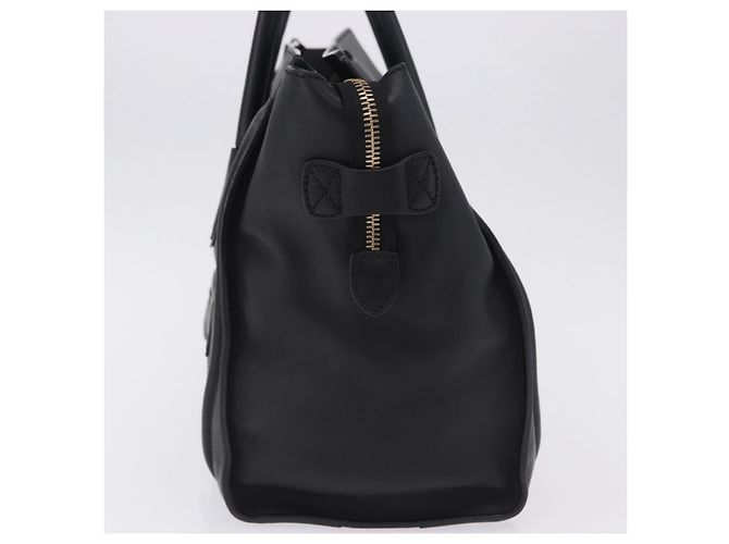 Céline CELINE Luggage Mini Shopper Hand Bag Leather Black Gold Auth 199051A Nero D'oro - vista 3