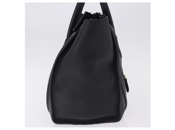 Céline CELINE Luggage Mini Shopper Hand Bag Leather Black Gold Auth 199051A Nero D'oro - vista 4