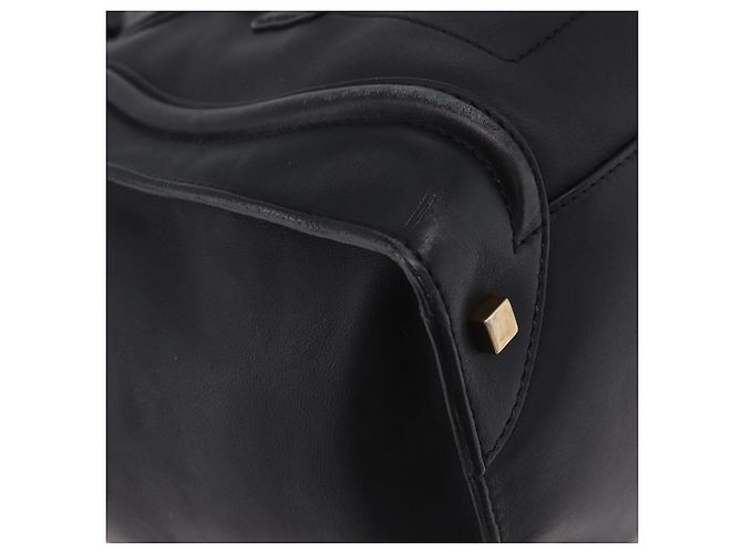 Céline CELINE Luggage Mini Shopper Hand Bag Leather Black Gold Auth 199051A Nero D'oro - vista 9