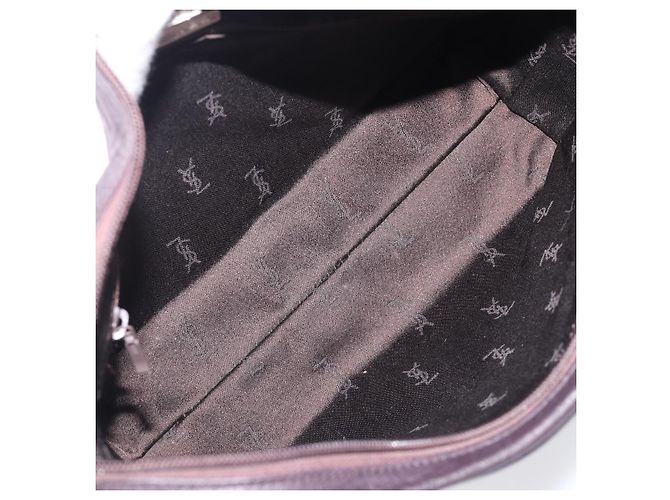 Borsa Tote SAINT LAURENT in pelle marrone scuro argento Auth hk4053 - vista 12