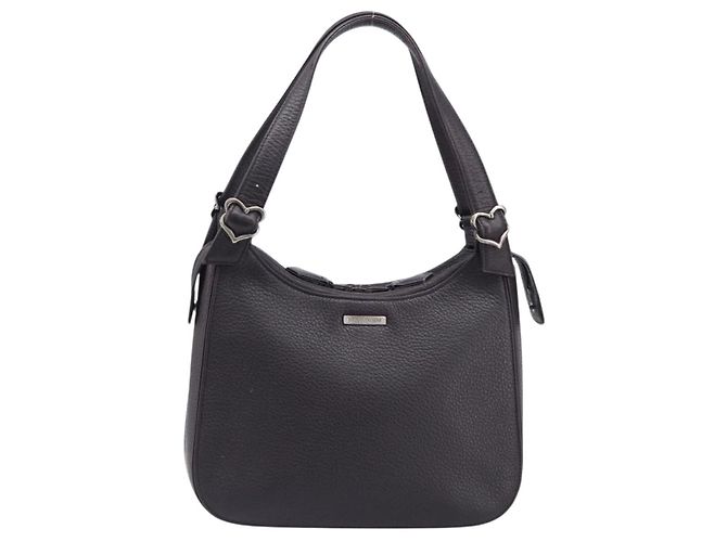 Borsa Tote SAINT LAURENT in pelle marrone scuro argento Auth hk4053 - vista 13