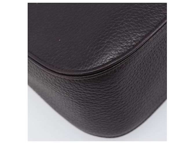 Borsa Tote SAINT LAURENT in pelle marrone scuro argento Auth hk4053 - vista 14
