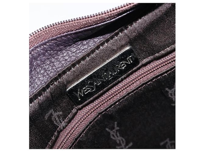 Borsa Tote SAINT LAURENT in pelle marrone scuro argento Auth hk4053 - vista 18