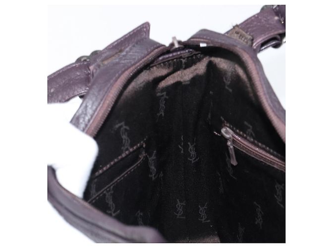 Borsa Tote SAINT LAURENT in pelle marrone scuro argento Auth hk4053 - vista 20