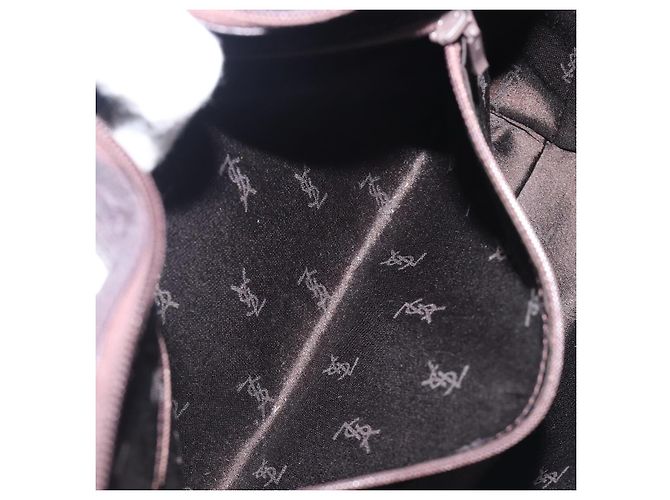 Borsa Tote SAINT LAURENT in pelle marrone scuro argento Auth hk4053 - vista 22