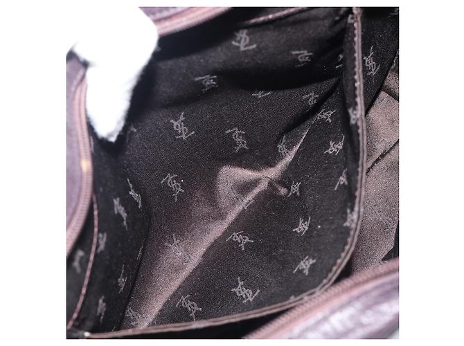 Borsa Tote SAINT LAURENT in pelle marrone scuro argento Auth hk4053 - vista 23