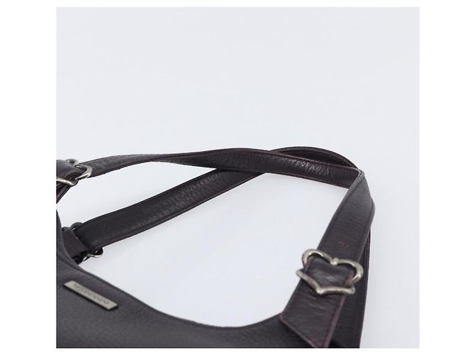Borsa Tote SAINT LAURENT in pelle marrone scuro argento Auth hk4053 - vista 9
