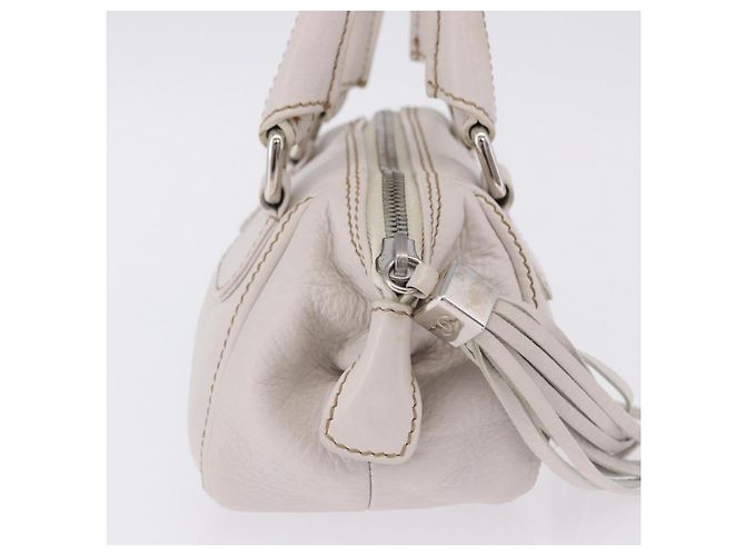 Borsa a mano CHANEL in pelle bianca e argento CC Auth 200073V Bianco - vista 4