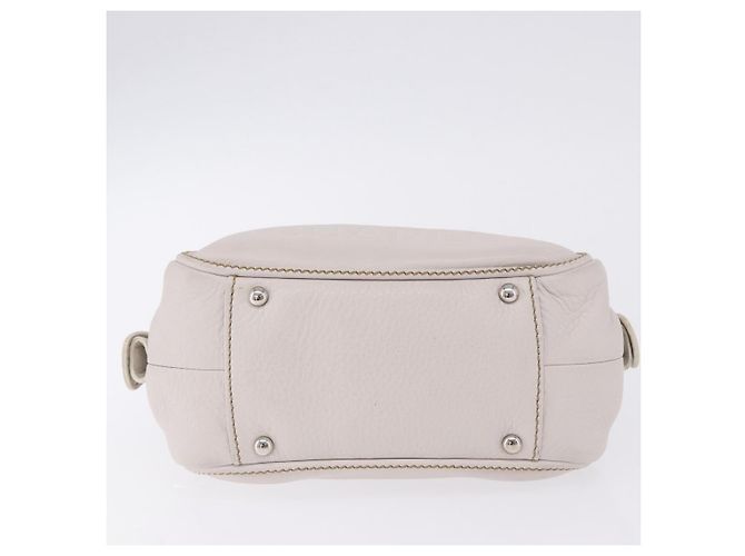 Borsa a mano CHANEL in pelle bianca e argento CC Auth 200073V Bianco - vista 5