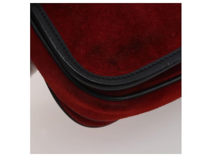 Borsa a tracolla Miu Miu in pelle scamosciata Rosso Nero Auth 196252A - vista 10
