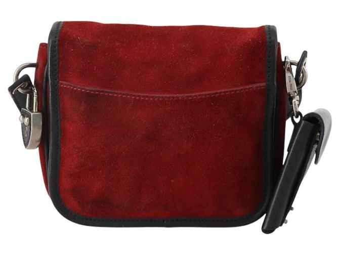 Borsa a tracolla Miu Miu in pelle scamosciata Rosso Nero Auth 196252A - vista 2