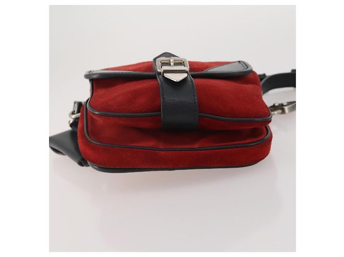Borsa a tracolla Miu Miu in pelle scamosciata Rosso Nero Auth 196252A - vista 6
