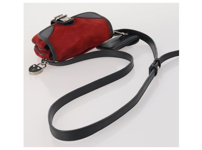 Borsa a tracolla Miu Miu in pelle scamosciata Rosso Nero Auth 196252A - vista 8
