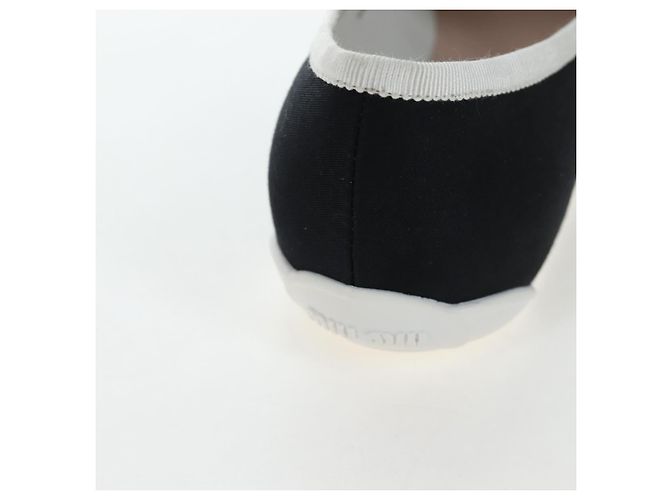 Chaussures de ballet Miu Miu Canvas 36.5 Black White Auth 199940M Noir Blanc - vue 11