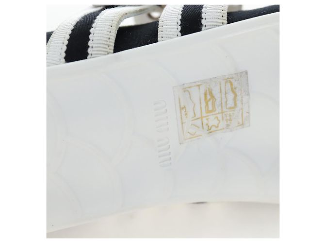Chaussures de ballet Miu Miu Canvas 36.5 Black White Auth 199940M Noir Blanc - vue 14
