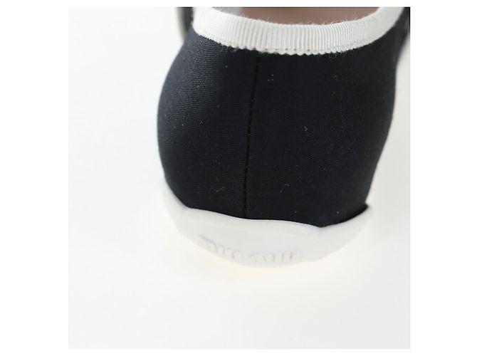 Chaussures de ballet Miu Miu Canvas 36.5 Black White Auth 199940M Noir Blanc - vue 20