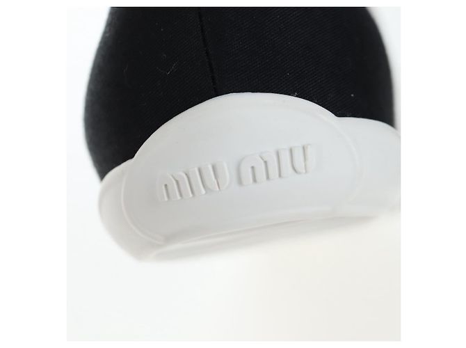 Chaussures de ballet Miu Miu Canvas 36.5 Black White Auth 199940M Noir Blanc - vue 21