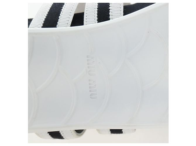 Chaussures de ballet Miu Miu Canvas 36.5 Black White Auth 199940M Noir Blanc - vue 23