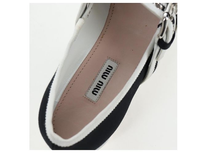 Chaussures de ballet Miu Miu Canvas 36.5 Black White Auth 199940M Noir Blanc - vue 25