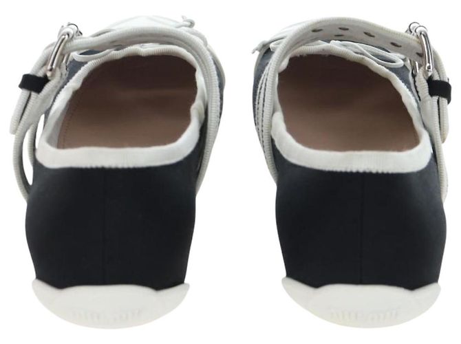 Chaussures de ballet Miu Miu Canvas 36.5 Black White Auth 199940M Noir Blanc - vue 3