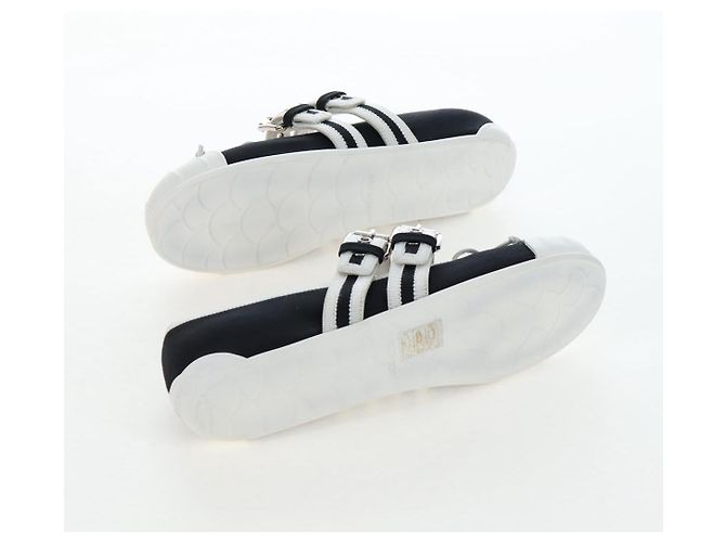 Chaussures de ballet Miu Miu Canvas 36.5 Black White Auth 199940M Noir Blanc - vue 6