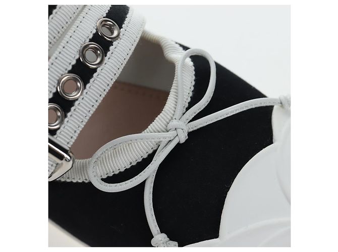Chaussures de ballet Miu Miu Canvas 36.5 Black White Auth 199940M Noir Blanc - vue 8