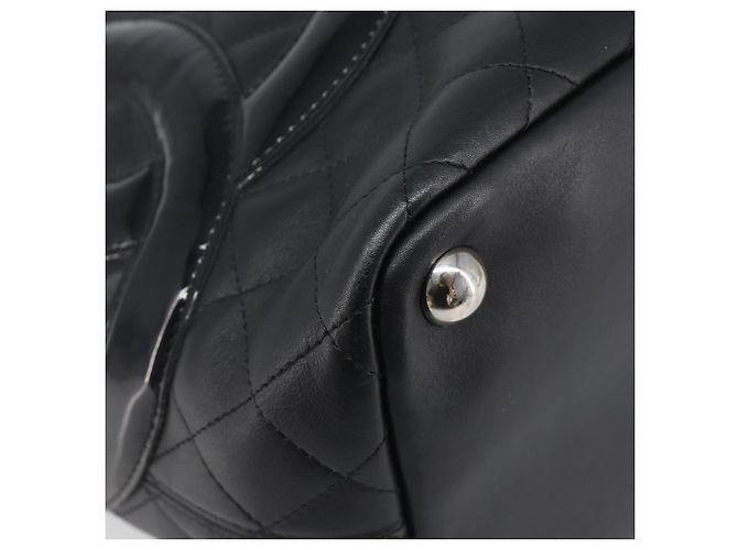 Bolso Tote CHANEL Cambon Line Matelasse Cuero Negro Plata CC Auth 201902V - vista 14