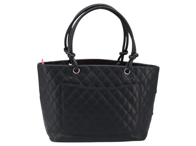 Bolso Tote CHANEL Cambon Line Matelasse Cuero Negro Plata CC Auth 201902V - vista 2