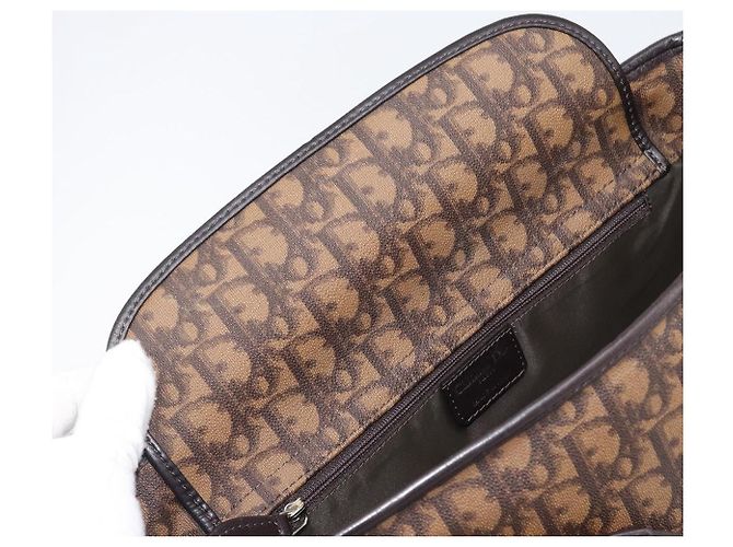 Borsa a catena Christian Dior Trotter Canvas PVC Romantic Brown Silver Auth 201909V Marrone Argento - vista 15