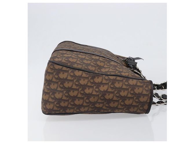 Borsa a catena Christian Dior Trotter Canvas PVC Romantic Brown Silver Auth 201909V Marrone Argento - vista 4