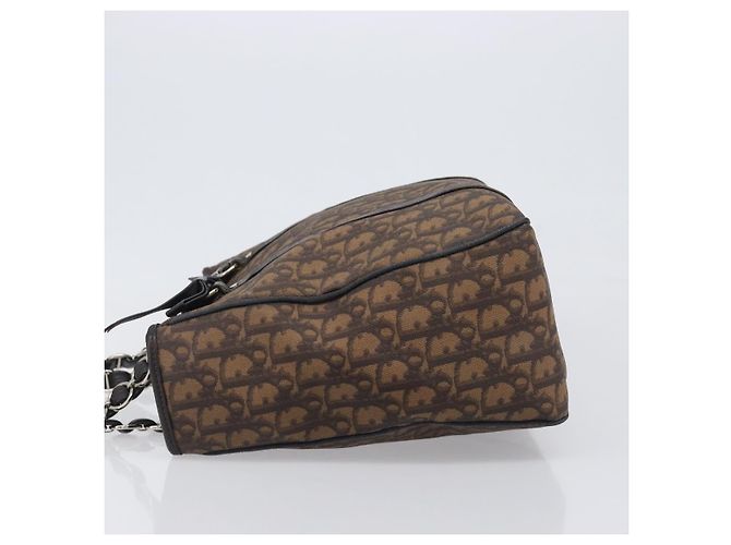 Borsa a catena Christian Dior Trotter Canvas PVC Romantic Brown Silver Auth 201909V Marrone Argento - vista 5