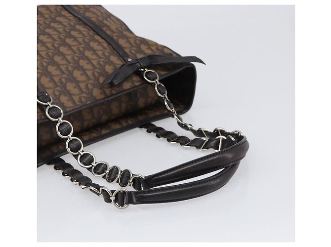 Borsa a catena Christian Dior Trotter Canvas PVC Romantic Brown Silver Auth 201909V Marrone Argento - vista 7
