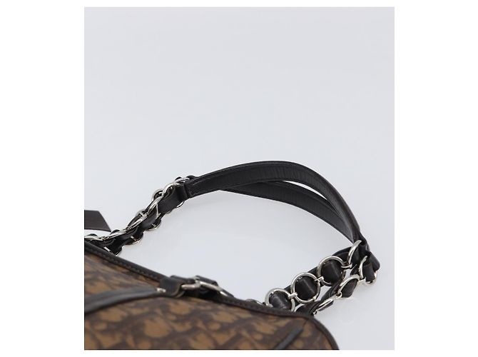 Borsa a catena Christian Dior Trotter Canvas PVC Romantic Brown Silver Auth 201909V Marrone Argento - vista 8