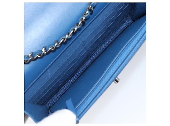 CHANEL Matelasse Trendy CC Chain Wallet Lamb Skin Blue Silver CC Auth 199460SAM Argento - vista 10