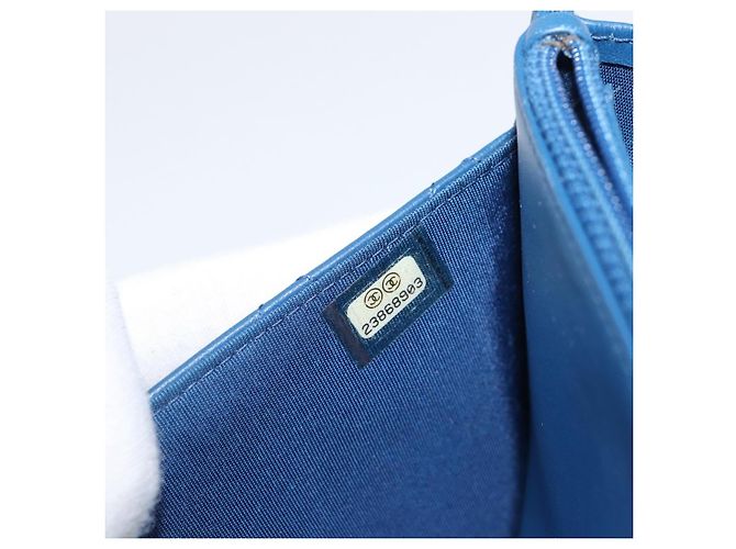 CHANEL Matelasse Trendy CC Chain Wallet Lamb Skin Blue Silver CC Auth 199460SAM Argento - vista 11