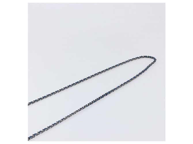 CHANEL Matelasse Trendy CC Chain Wallet Lamb Skin Blue Silver CC Auth 199460SAM Argento - vista 14