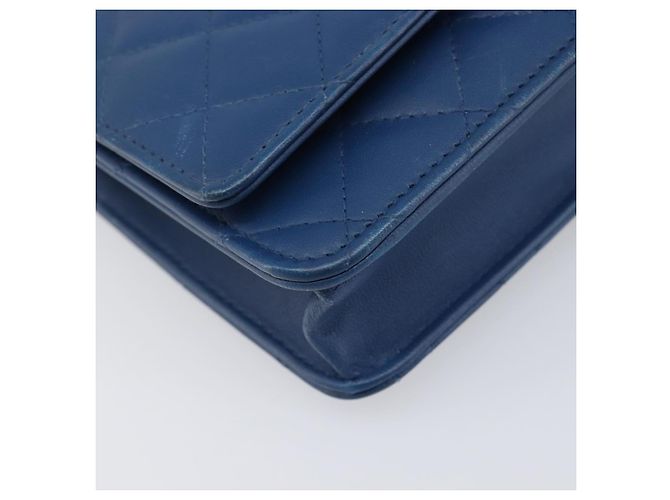 CHANEL Matelasse Trendy CC Chain Wallet Lamb Skin Blue Silver CC Auth 199460SAM Argento - vista 15