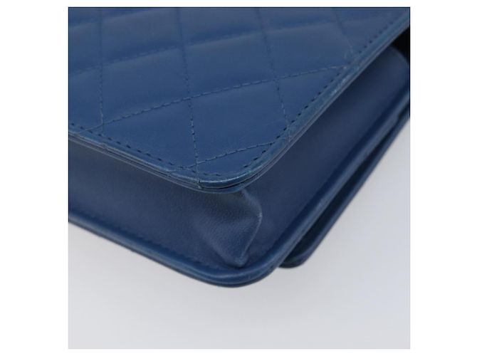 CHANEL Matelasse Trendy CC Chain Wallet Lamb Skin Blue Silver CC Auth 199460SAM Argento - vista 16