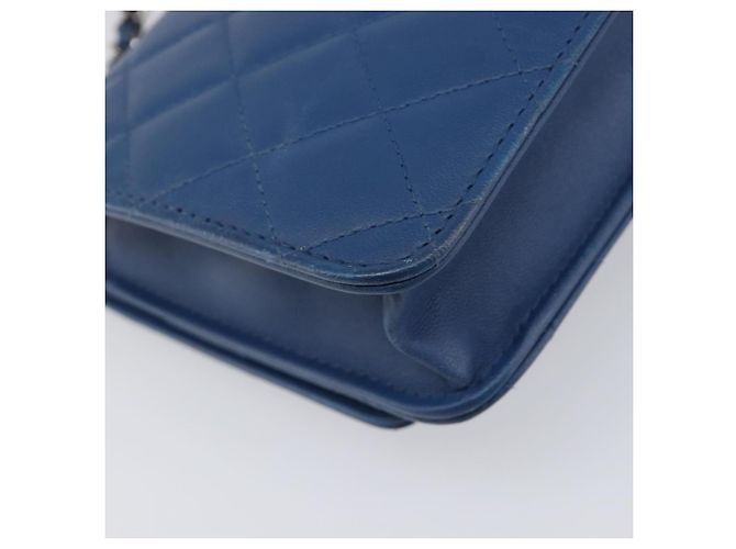 CHANEL Matelasse Trendy CC Chain Wallet Lamb Skin Blue Silver CC Auth 199460SAM Argento - vista 17