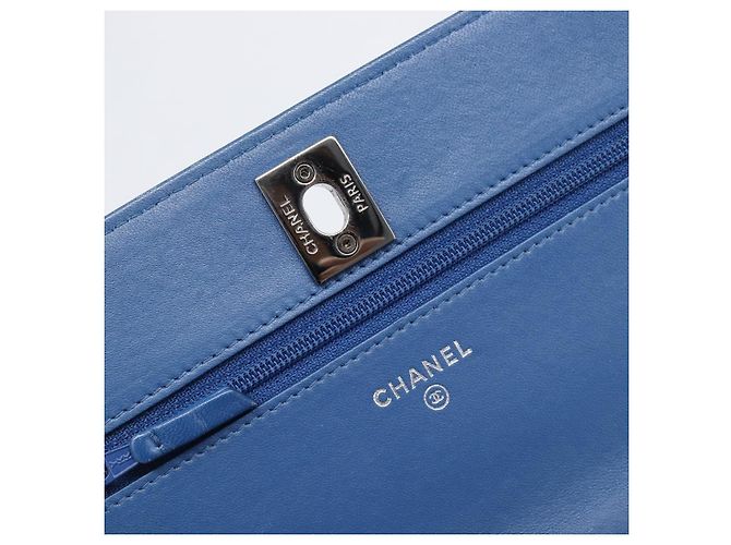 CHANEL Matelasse Trendy CC Chain Wallet Lamb Skin Blue Silver CC Auth 199460SAM Argento - vista 21