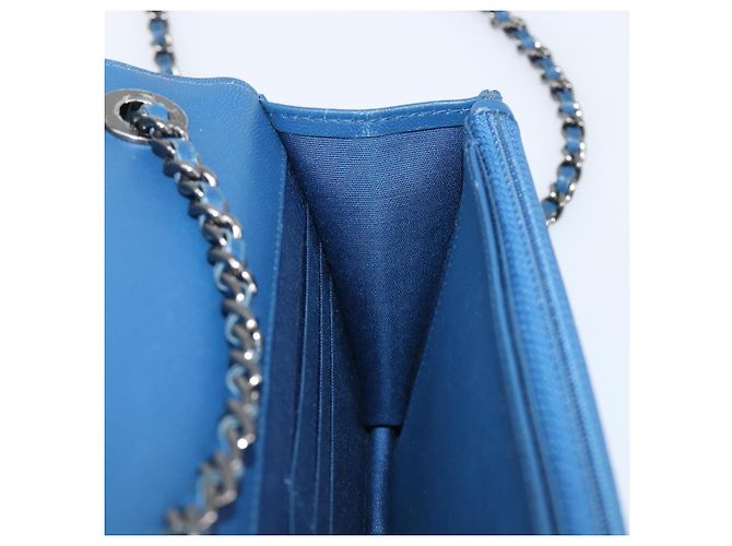 CHANEL Matelasse Trendy CC Chain Wallet Lamb Skin Blue Silver CC Auth 199460SAM Argento - vista 22