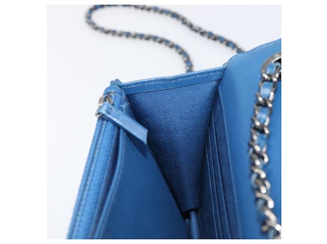 CHANEL Matelasse Trendy CC Chain Wallet Lamb Skin Blue Silver CC Auth 199460SAM Argento - vista 23