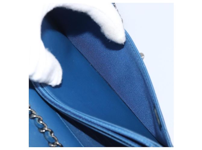 CHANEL Matelasse Trendy CC Chain Wallet Lamb Skin Blue Silver CC Auth 199460SAM Argento - vista 27