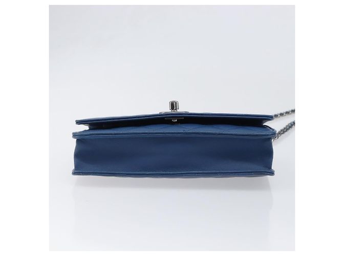 CHANEL Matelasse Trendy CC Chain Wallet Lamb Skin Blue Silver CC Auth 199460SAM Argento - vista 5