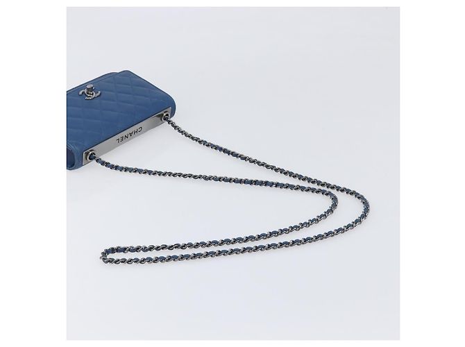 CHANEL Matelasse Trendy CC Chain Wallet Lamb Skin Blue Silver CC Auth 199460SAM Argento - vista 7